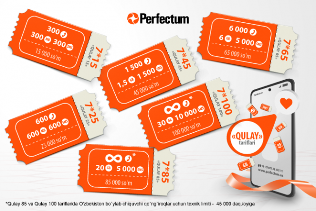 Perfectum'дан янги ойлик ва ярим йиллик «Qulay» тариф линейкаларини кутиб олинг!