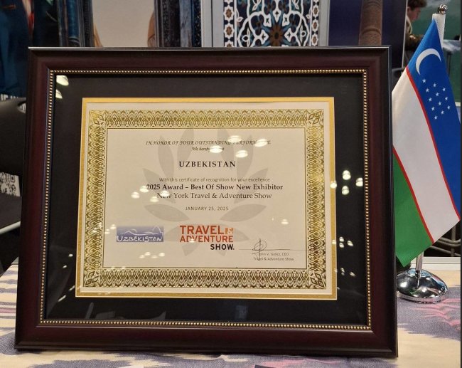 Узбекистан признали лучшим новым участником выставки «New York Travel and Adventure Show 2025»