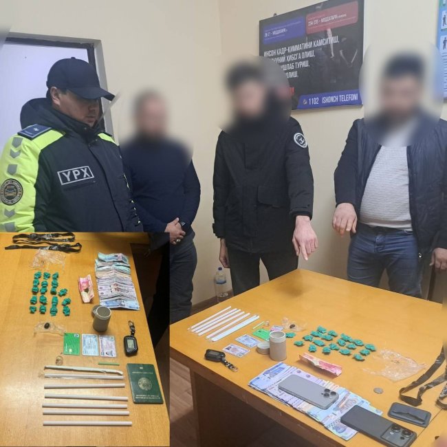 В Чирчике сотрудники ДПС выявили двух лиц, которые распространяли закладки с наркотиками