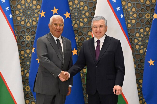 Президент Узбекистана Шавкат Мирзиёев провел встречу с Президентом Европейского совета Антониу Коштой