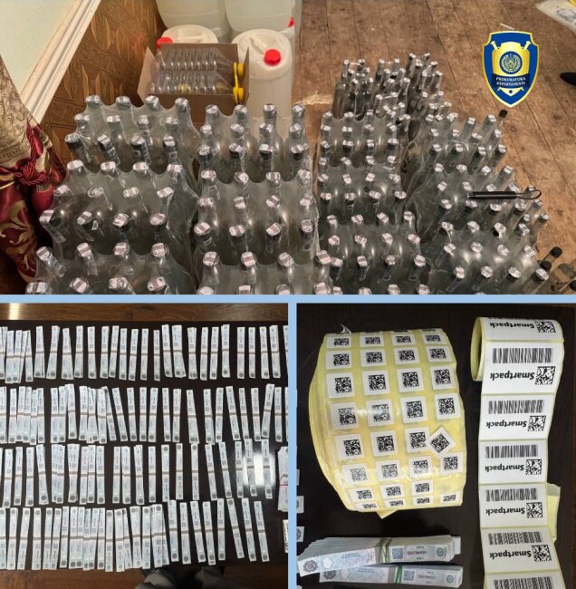 Подпольный цех по производству водки «Каратау» выявили в Каракалпакстане