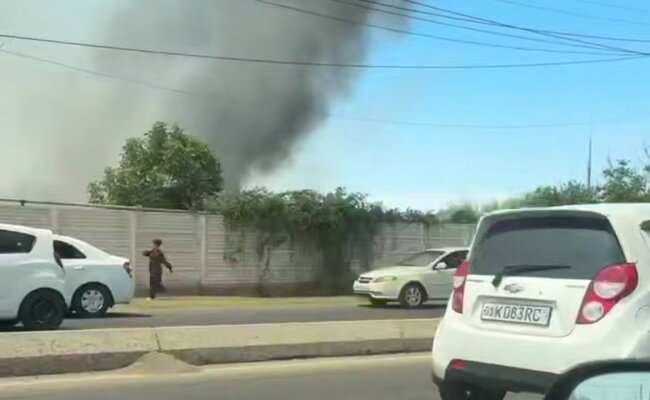 В Алмазарском районе горел пустырь