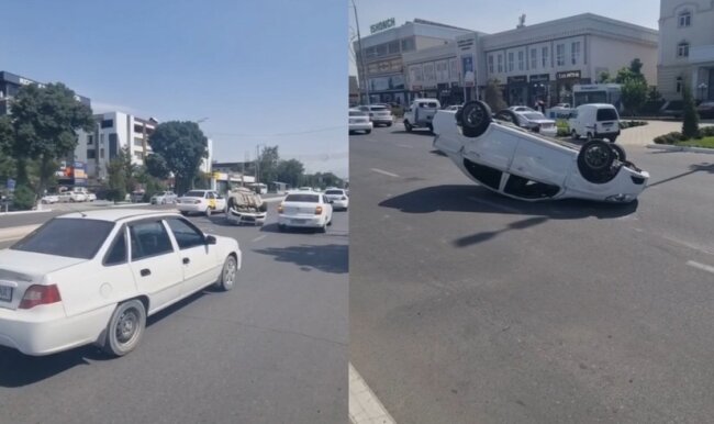 В Джизаке перевернулся автомобиль «Nexia-3», водителю потребовалась медицинская помощь