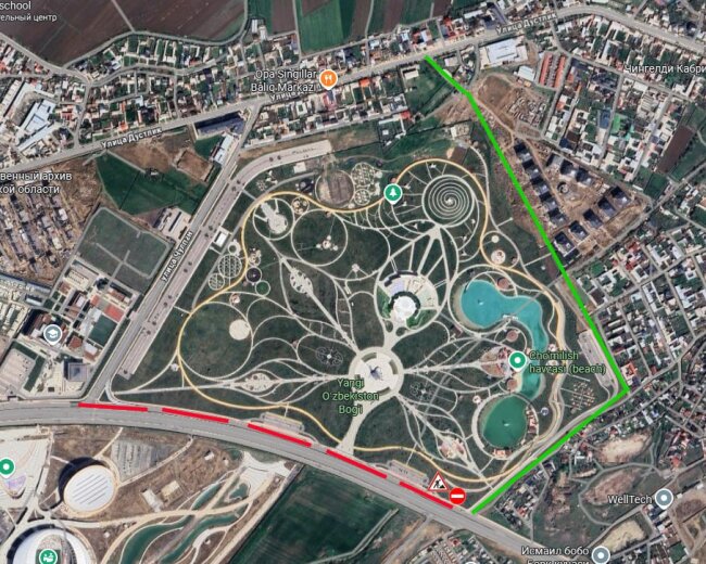 Часть дороги, рядом с парком «Янги Узбекистон», на месяц полностью закроют для движения