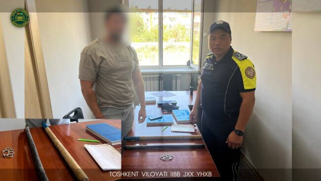 В Ташкентской области сотрудники ДПС выявили странного водителя «Lacetti», он возил с собой различное оружие