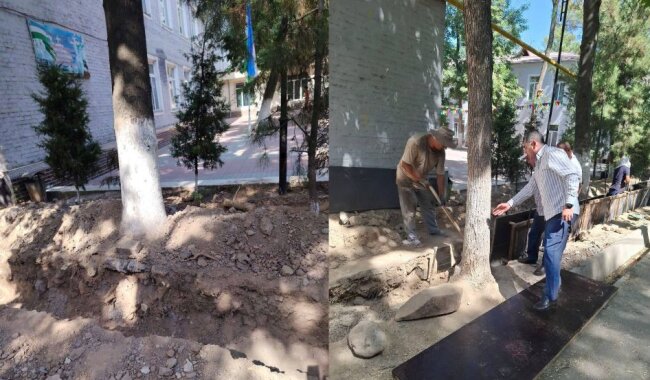 В Ташкенте, рядом со школой №161, строитель повредил корни деревьев, ему выписан крупный штраф
