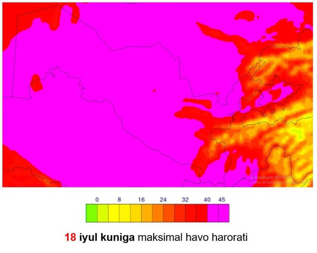 Экстренная информация: Температура воздуха в некоторых районах Узбекистана достигнет +45