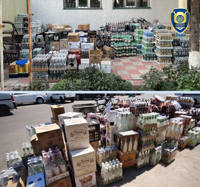 В Андижанской области в магазине выставили на продажу тысячи бутылок контрафактного алкоголя