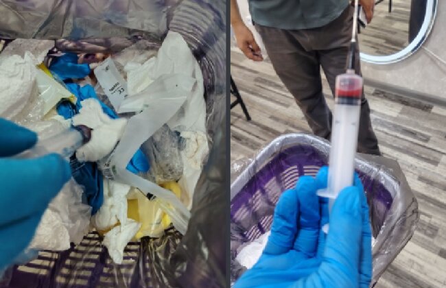 В Джизаке сотрудники косметологии выбрасывали медицинские отходы в обычный мусор