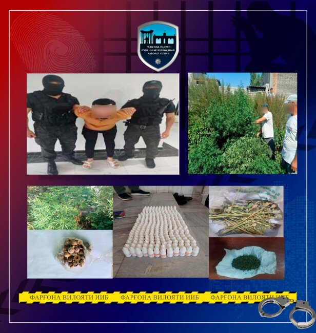 В результате оперативных мероприятий, в Фергане из оборота изъяли 5,45кг наркотиков и сотни единиц психотропных препаратов