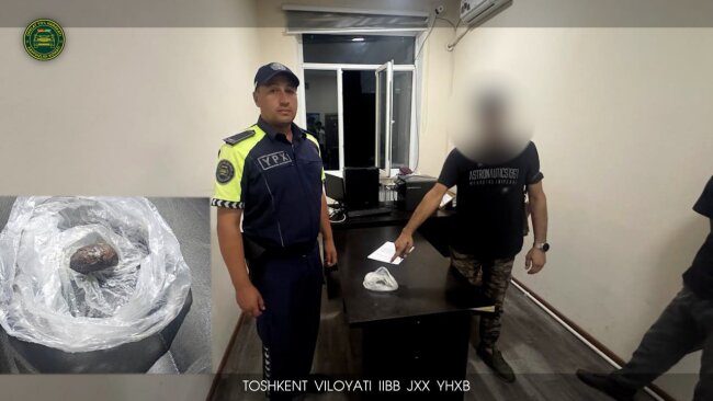 В Ташкентской области у водителя автомобиля «Spark» выявили гашиш