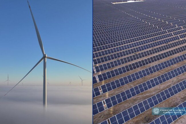 Выработка электроэнергии солнечными и ветровыми электростанциями Узбекистана достигла 8 млрд кВт·ч
