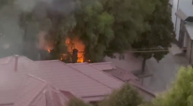 В Сергелийском районе загорелось дерево из-за замыкания электропроводки