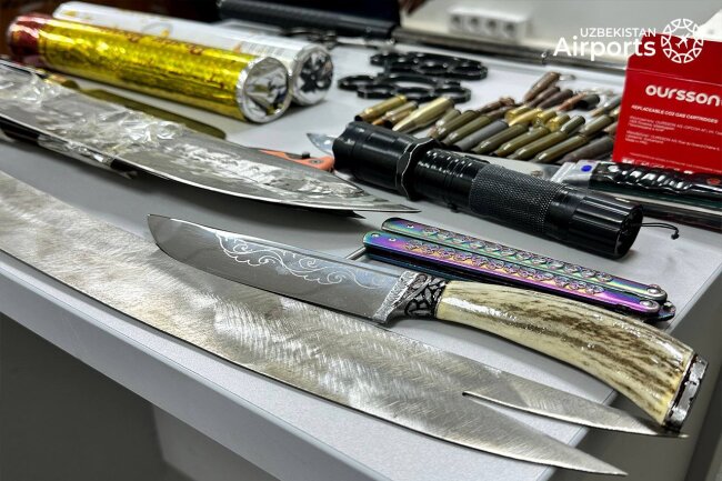 Патроны, кинжалы, кастеты: С чем ещё пассажиры пытались пройти в самолёт в аэропорту Ташкента?