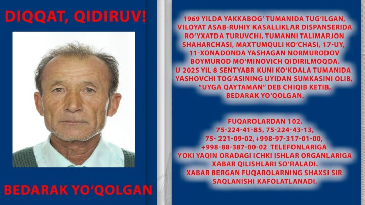 В Кашкадарье мужчина пропал без вести