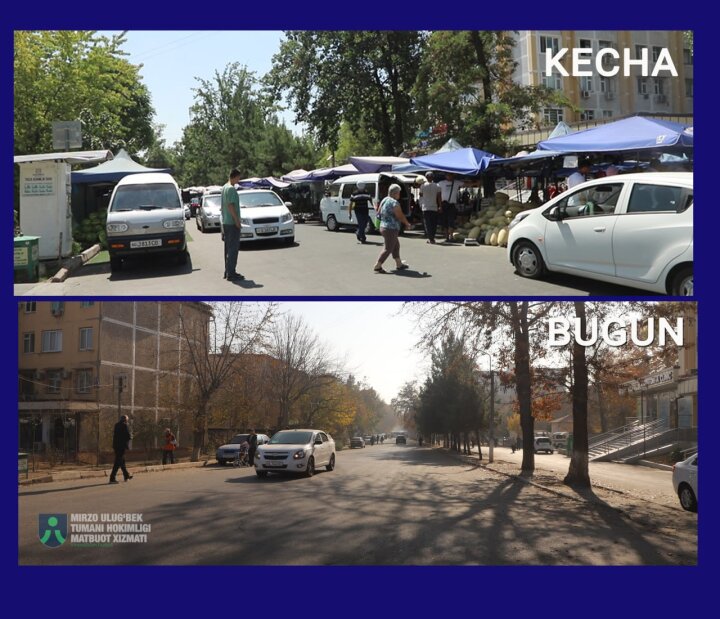 В Ташкенте упорядочили стихийную торговлю вдоль дороги у рынка Ширин
