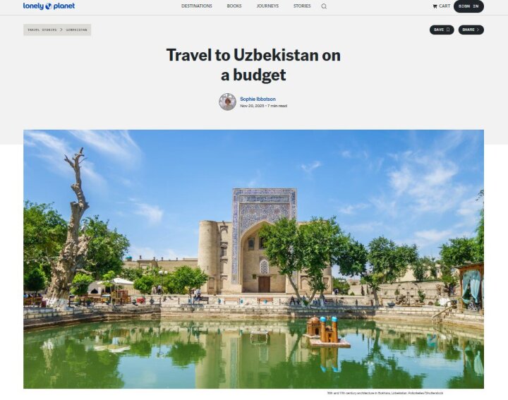 Публикация Lonely Planet усиливает туристический имидж Узбекистана
