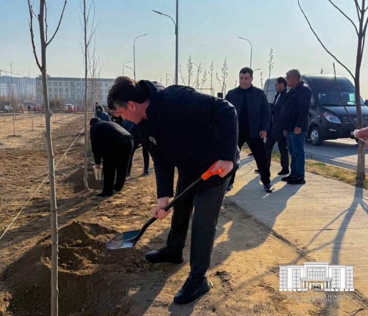 Хоким Ташкента посадил дерево в Бектемирском районе