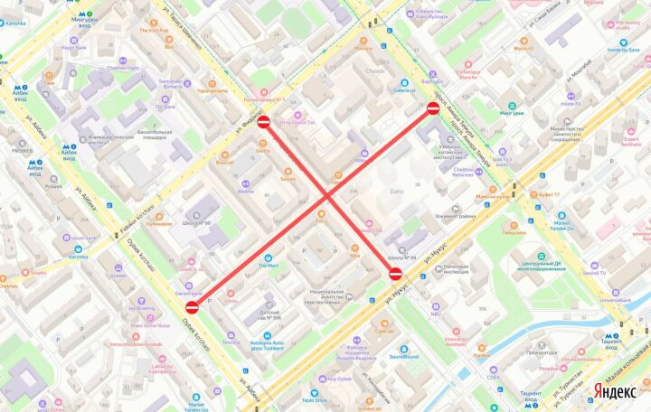 В Ташкенте на месяц перекроют ряд улиц из-за новогодних мероприятий