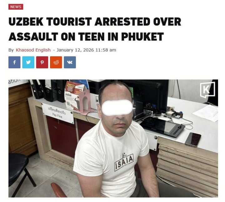 Узбекистанец обвиняется в домогательствах к 16-летней девушке в Тайланде