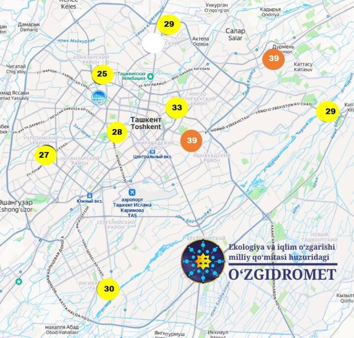 Воздух Ташкента удерживается на жёлтом уровне