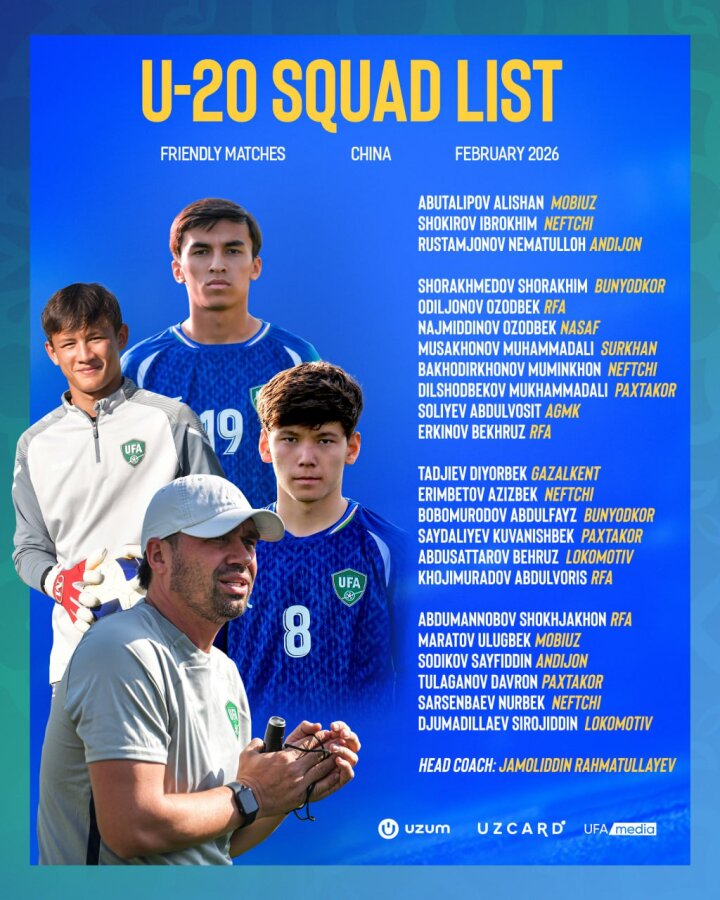 Молодёжная футбольная сборная Узбекистана U-20 отправится на сборы в Китай