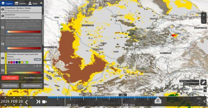 21 февраля в Ташкенте и Ташкентской области ожидается пыльная буря перед дождём